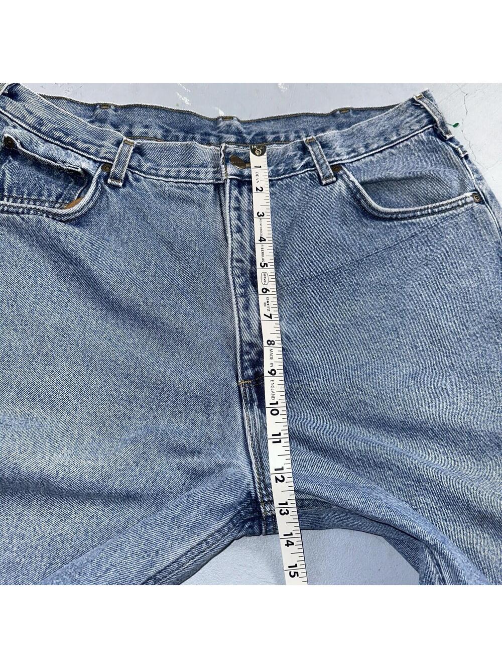 Carhartt Jeans Mens 38x32 Blue Denim Flannel Lined Relaxed Fit Chore Workwear - Picture 9 of 16